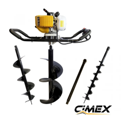 Petrol ground drill CIMEX EA300 4.7 hp + 3 drills (150 / 250 / 300 mm) and extension 500 mm