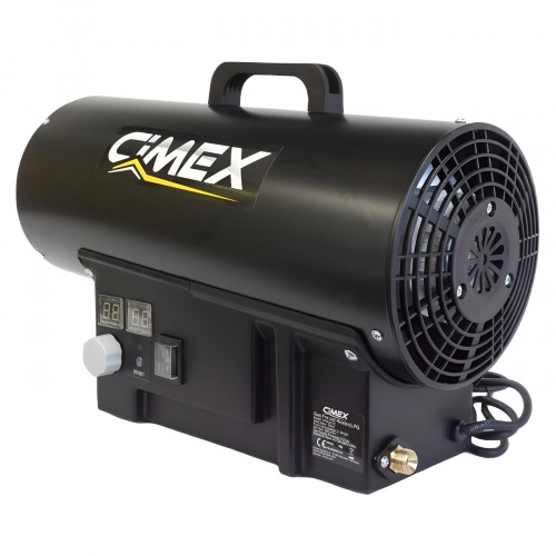 Gas heater 50.0kW, CIMEX LPG50-TC with a thermostat, pressure reducing valve, and hose.