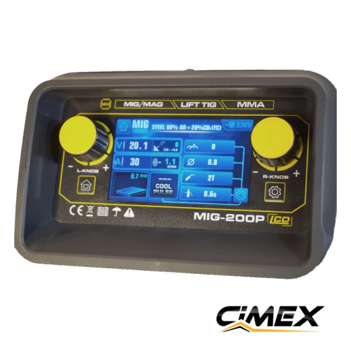 Combined body welding machine CIMEX MIG-200P - MIG/MAG, Single and Double Pulse, MMA and Lift TIG, 200 A + Gift