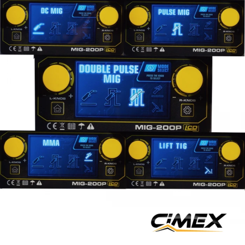 Combined body welding machine CIMEX MIG-200P - MIG/MAG, Single and Double Pulse, MMA and Lift TIG, 200 A + Gift
