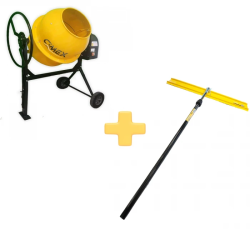 PROMO PACK! CONCRETE MIXER 200 L + ALUMINIUM SCREED 900 mm + TELESCOPIC HANDLE 1.3 m - 2.4 m - PROMOTION!!!