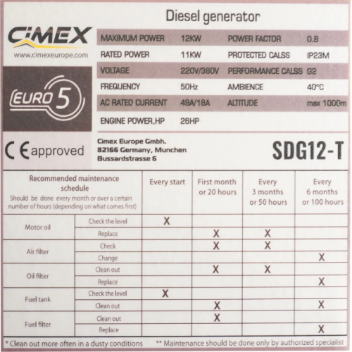Diesel three-phase / single-phase generator 12 kW, silent + ATS panel for automatic start CIMEX SDG12-T Diesel three-phase / single-phase generator 12 kW, silent + ATS panel for automatic start CIMEX SDG12-T